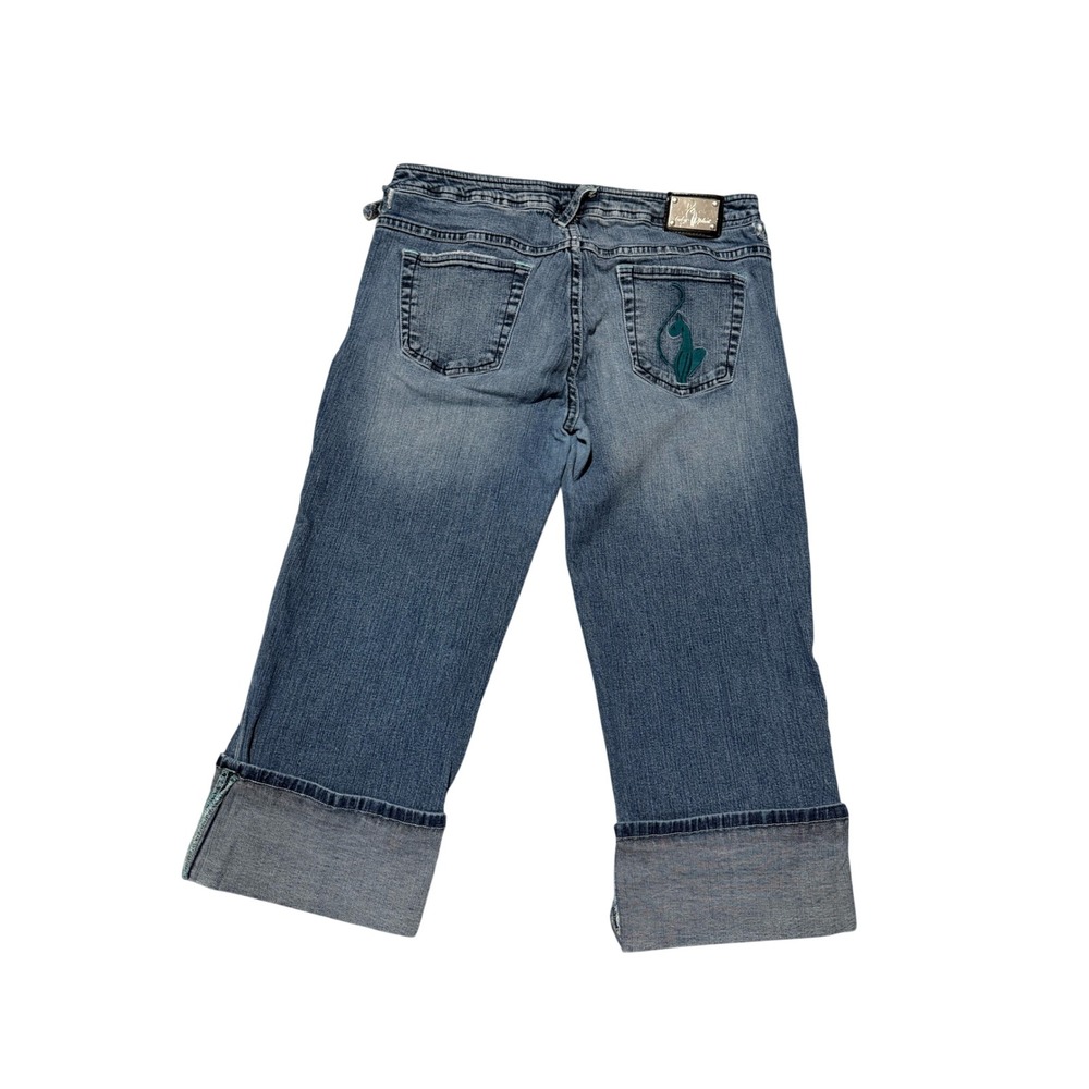 Vintage Baby Phat Jeans Women 13 Blue Capri Cropped Y2K Embroidered Cat Logo